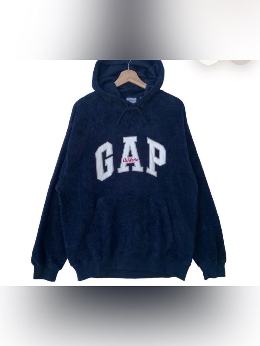 Vintage Gap Athletic Fleece Hoodie Sweater Retro Style Outfit Dark Blue Size XL